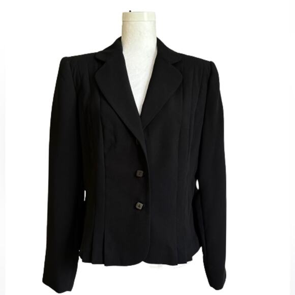 Giorgio Sant’Angelo Blazer Jacket Black Button Front Pleated Classic Size 12 - Picture 1 of 12